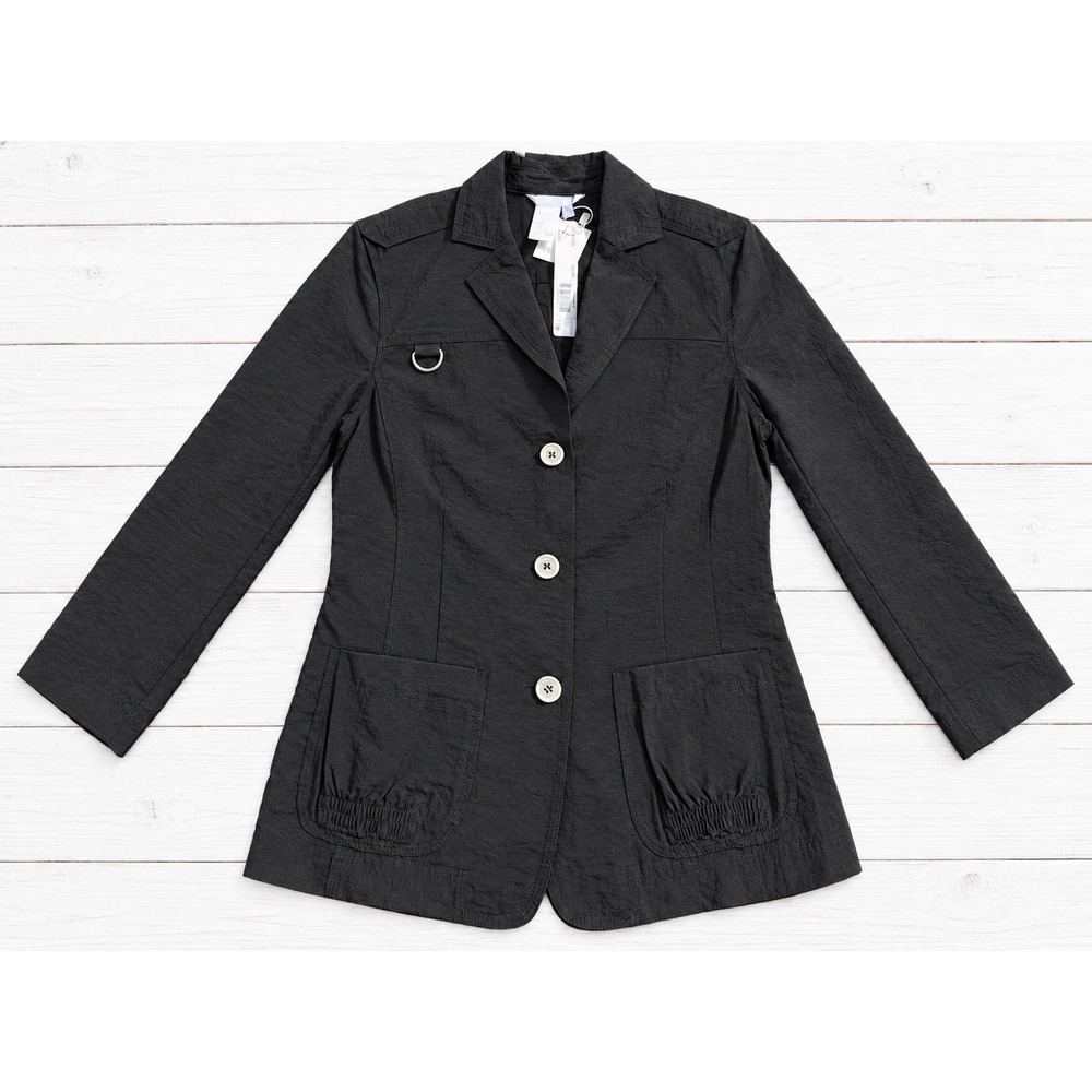 Spanner Artistry Black Texture Button Front Blazer Utility Jacket Gorpcore 4 NEW